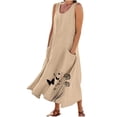 thumbnail image 2 of TIMIFIS Robes de Printemps pour Femmes Coton Lin Sans Manches Longue Robe Grande Taille Débardeur Maxi Robes Soleil avec Poches Été Plage Vacances, 2 of 5