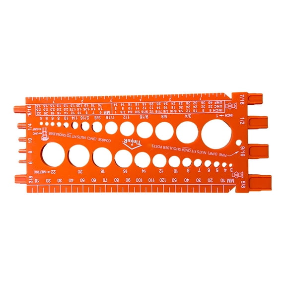 TFixol Calibre de Filetage Multifonction pour Boulons, Écrous et Vis - Tailles Métrique et Impériale, Conception Durable et Portable, Idéal pour les Tâches d'Entretien et de Fabrication (Orange)