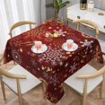thumbnail image 5 of Nappe de Noël 60x60 Pouces Carrée Forme Cœur d'Amour Doré Flocons de Neige Rouges Nappe en Tissu Ferme Hiver Vacances Décorative pour Pique-Nique Fête Maison Intérieur Extérieur, 5 of 5