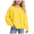thumbnail image 1 of WUANDIXFA T-Shirts à Manches Longues pour Filles Doux Basique Chandail à Manches Longues pour Filles Confortable Doux à la Mode et Décontracté Chandail à Col Rond à Manches Longues pour Filles Jaune, 9-10 Ans, 1 of 5