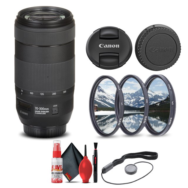 Canon EF 70-300mm F/4-5.6 IS II USM Lens (0571C002) + Filter + Cap Keep + More(International Model)