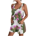 thumbnail image 1 of Pisexur Combinaison Décontractée pour Femmes Plus Size Summer Floral Sans Manches Ample Réglable Bretelles Spaghetti Shorts Extensibles d'Une Seule Pièce avec Poches S-3XL, 1 of 5