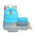 thumbnail image 2 of stanreset 3 Pieces Canvas Backpack Shoulder Organizer Set Large Capacity Zipper Ethnic Style School Bags Causal Adjustable Travel Bag Sky Blue, 2 of 8