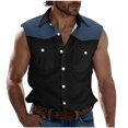 thumbnail image 3 of Sentmoon Men Undershirts Summer Sleeveless Lapel Mens Tank Tops Workout Color Block with Pockets Relaxed Fit Oversized Breathable Muscle Shirt Vacation for Layering Under Shirts M, 3 of 6