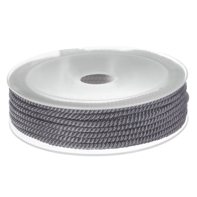 Unique Bargains Twisted Nylon Twine Thread Beading Cord 3mm 7M/23 Feet Extra Strong Braided Nylon String, Grey