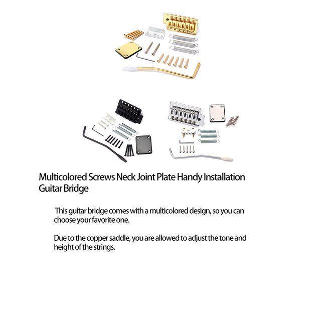 Maoww Guitar Bridge Decorative Multicolored Screws Handy Installation Saddle Electric Plated Musical Equipment Neck Joint Plate Silver