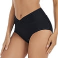 thumbnail image 3 of B91xZ Womens Swim Shorts Retro Ruched Swim Short Shirred Tankinis Brief,Black XXL, 3 of 4