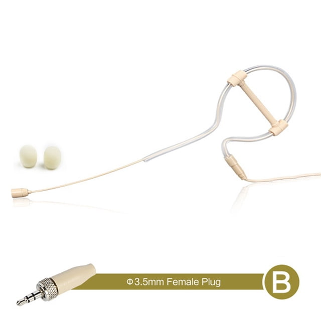 Micro-casque Beige à Crochet d'Oreille Simple, Microphone Porté sur la Tête, 3,5 mm, 3 Broches, 4 Broches, Fiche XLR