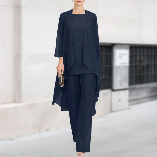 Ensemble de Robe 3 Pcs pour Femmes Basique en Chiffon Surdimensionné Tenue de Vacances (Marron S)