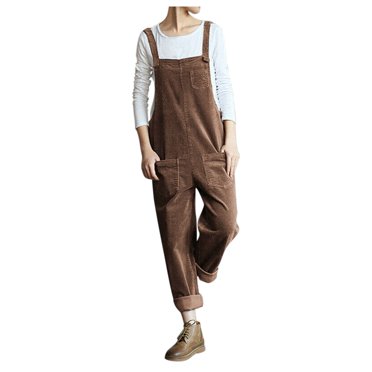 Besolor Womens Plus Size Corduroy Overalls Adjustable Straps Baggy Casual Comfy Bib Pants Jumpsuit Fall Winter Clothes for Women Womens Clothes