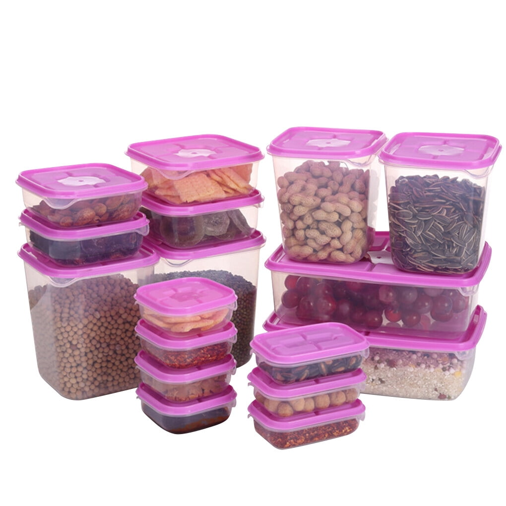 VONKY 17pcs/set Refrigerator Food Container Plastic Microwave Food Storage Box Kitchen Lunch Organizer Red
