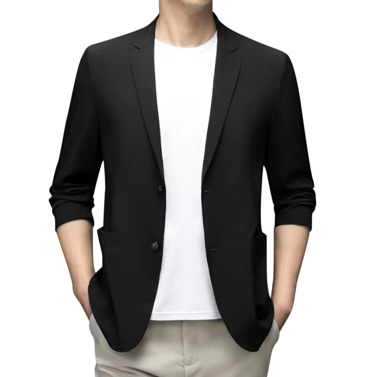 Kcodviy Spring Summer Men's Lightweight Mens Two Cute Suit Summer Suit Jacket Casual Men Suits Regular Fit Stretch Slim Fit Button Mens Tuxedo Sport Coats