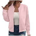 thumbnail image 1 of WRKEKC Women's Arrival Zip Front Jacket Solid Color Long Sleeve Modern Minimalist Style Everyday Essential No Hood Plus Sizes Pink S, 1 of 4