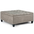 thumbnail image 1 of Elliot Coffee Table Storage Ottoman in Distressed Grey Taupe Faux Air Leather, 1 of 8