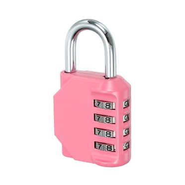 Unique Bargains Cadenas à Combinaison de 3 Pieds de Long à 4 Chiffres, Cadenas à Combinaison Réinitialisable en Alliage de Zinc Étanche, Rose