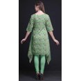 thumbnail image 2 of Bimba Kurti Asymétrique Vert à Imprimé Floral Lys et Lotus pour Femmes, Robe d'Été Indienne Tunique Grande, 2 of 6