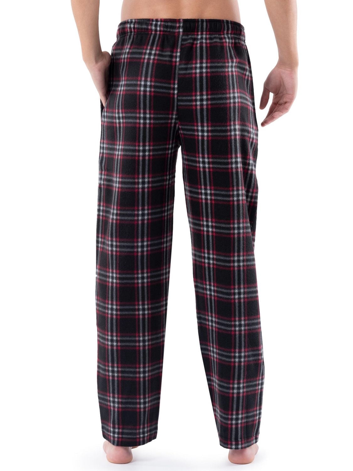 Fruit of the Loom Men's Sleep Set Crew Neck Top and Fleece Pant 2 Piece Pajama Red