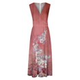 thumbnail image 5 of DEELLEEO Robe d'Automne pour Femmes! Robe de Cocktail Grande Taille Portefeuille Décolleté en V Profond Sans Manches à Fleurs Robes Évasées Ligne A Bohème Maxi Fête Invitée de Mariage Robes, 5 of 5
