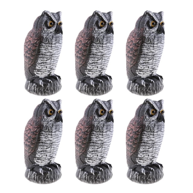 SERENABLE Hibou Cornu Réaliste Chasse Statue de Leurre Extérieur Jardin 6 Pcs