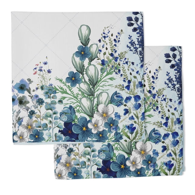 Vargottam Collection de Luxe Linge de Table Décor Serviette en Coton Tissu Imprimé Serviettes Réutilisables Ensemble de 4, 20 X 20 - Fleurs à l'Aquarelle