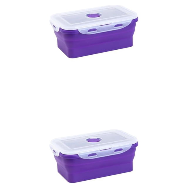 Ruiboury Silica Gel Compact And Convenient For Easy Storage Making Lightweight Sealed Preservation Box Microwave Lunch Box purple 1200ml 2Set