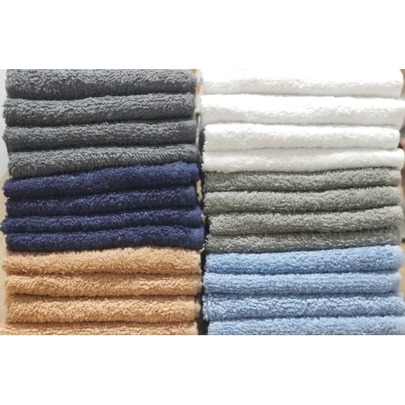 BEST TOWEL 24-Pack Washcloths - Extra-Absorbent - 100% Cotton - 12" x 12" (Multi, 24 Pack Washcloth 12x12) Multi
