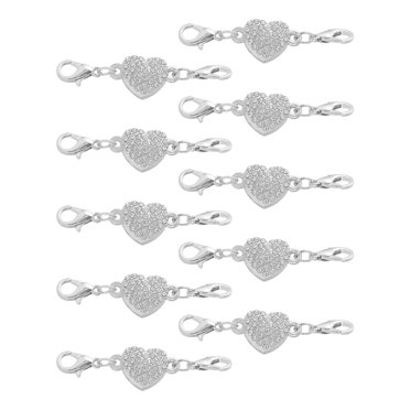 Unique Bargains 10Pack Jewelry Clasps, Heart Shaped Clasps Locking Closures with Lobster Clasps for Bracelet Necklace DIY(Silver)