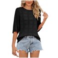 thumbnail image 1 of Besolor Chandails d'Été au Crochet Tricotés pour Femmes, Manches Courtes, Chandail à Enfiler Décontracté Ajouré, Col Ras du Cou, Couvre-Maillots, 1 of 5