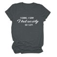 thumbnail image 1 of Hauts Tuniques pour Femmes Manches Courtes Femmes Décontracté T-Shirt à Imprimé Lettres Col Rond T-Shirt Manches Courtes Hauts Tunique, 1 of 3