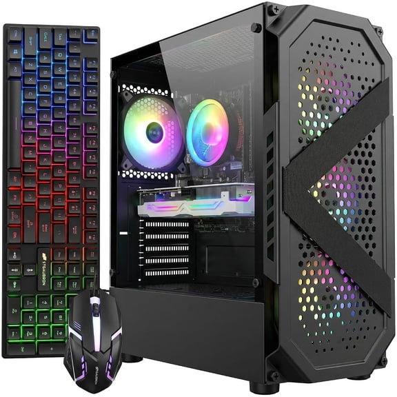 STGAubron Gaming PC Computer Desktop, Core i7 8th Gen up to 4.1GHz, GeForce RTX 3060 12G GDDR6, 16G DDR4, 1T SSD, WiFi 6, BT 5.0, RGB Fan x 4, Windows 11 Home