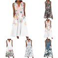 thumbnail image 1 of EQWLJWE Robes pour Femmes 2023 Élégantes Robe d'Été pour Femmes Design Décontracté Robe Dégradée Sans Manches Col en V Longue Robe Liquidation Robes pour Femmes, 1 of 6