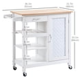 thumbnail image 3 of HOMCOM Kitchen Cart on Wheels with Embossed Door Panel, Drawer, White, 3 of 10