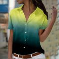 thumbnail image 2 of fartey Womens Button Down Shirts Plus Size Short Sleeve Lapel Cardigan Tops Tunic Comfy Gradient Print Trendy Vacation Top, S-6XL, 2 of 5