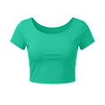 thumbnail image 1 of VSSSJ Crop Tops pour Femmes Manches Courtes Col Rond Extensible Chemise Décontractée Ajustée Solide Confortable Été Basique T-Shirts Courts Vert Armée Taille Unique, 1 of 5
