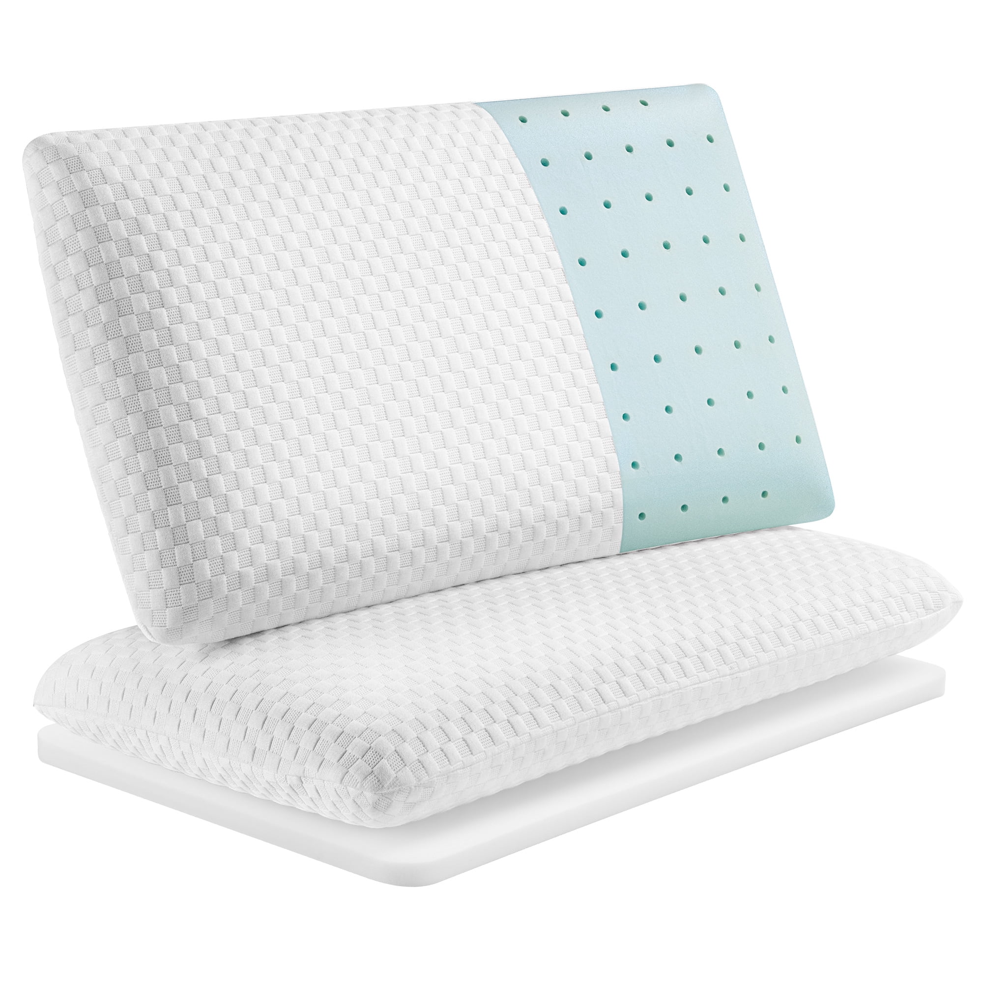 MARNUR Adjustable Memory Foam Pillow 27.5" x 15.7" with High-Support Removable Layer, Dual-Sided Pillowcase, Checkered Pattern