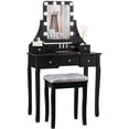thumbnail image 1 of Costway Vanity Dressing Table Set w/ 10 Dimmable Bulbs Touch Switch Cushion Stool Black, 1 of 10
