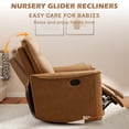 thumbnail image 3 of Bonzy Home Swivel Rocker Recliner Chair, Manual PU Leather Recliners with Padded Armrest and Backrest, Nursery Rocking Reclining Chair for Living Room, Bedroom, Brown, 3 of 9