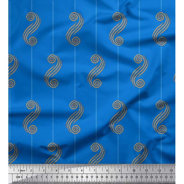 Soimoi Moss Georgette Fabric Stripe & Dotted Swirl Abstract Fabric Prints By Yard 42 Inch Wide