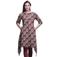 thumbnail image 1 of Bimba Kurta pour Femmes à Motif Ethnique Asymétrique avec Pivoines Rouges et Chrysanthèmes, Haut d'Été pour Femmes, Très Grand, 1 of 1