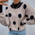 thumbnail image 4 of Chandail à Pois en Tricot à Col Rond pour Femme, Mode, Chandail Tricoté, Haut, Blouse, 4 of 5
