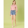 thumbnail image 2 of INSPIRE CHIC Women's Ruffled Neck Half Sleeve Sheer Summer Polka Dots Blouse Tops, 2 of 6