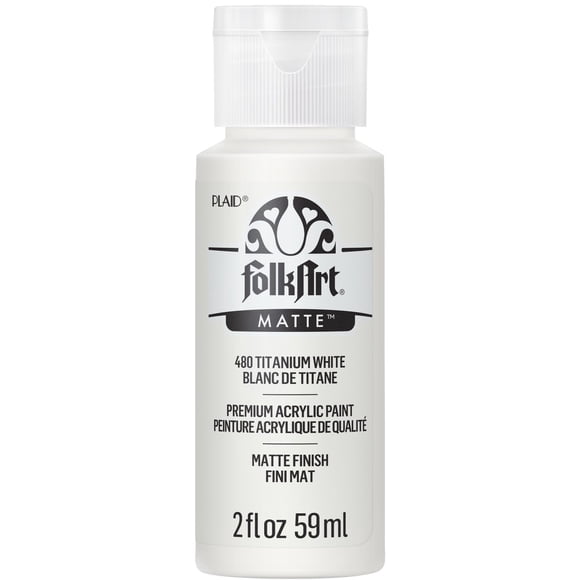 Folkart Matte Acrylic Craft Paint, 2 fl. oz., Titanium White