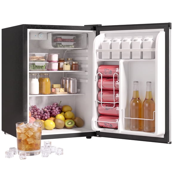 HOMCOM 2.6 Cu Ft Mini Fridge with Chiller Box and Reversible Door, Silver