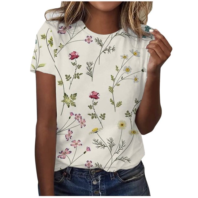 Birdeem Femmes Surdimensionné Été Décontracté Manches Courtes Col Rond Manches Imprimées Hauts Blouse Ample