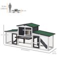 thumbnail image 3 of PawHut Rabbit Hutch Outdoor with Double Runs, Tray, Wood Bunny Cage, Gray, 3 of 10