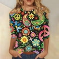 thumbnail image 1 of QIPOPIQ Hauts à Col Rond pour Femmes Manches 3/4 Coupe Ample Chemises Décontractées Basiques Unies Blouses Liquidation, 1 of 5