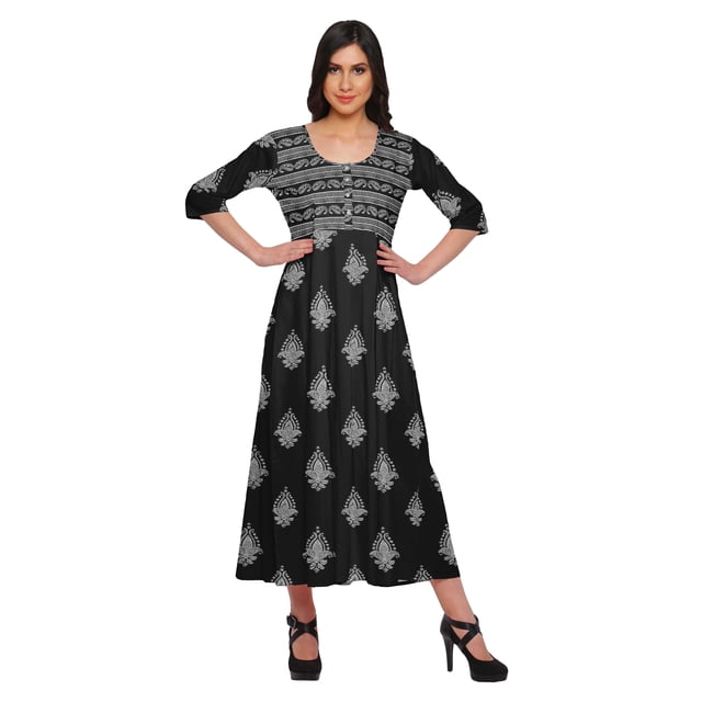 Moomaya Kurti Ligne A pour Femmes Kurti Longue Imprimée Robe Haut Indien pour Femmes