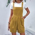 thumbnail image 2 of hoksml Women Overalls Solid Color Pocket Button Sleeveless Jumpsuit Pleated Bodysuit Playsuit Summer Rompers 2025 on Clearance, 2 of 6