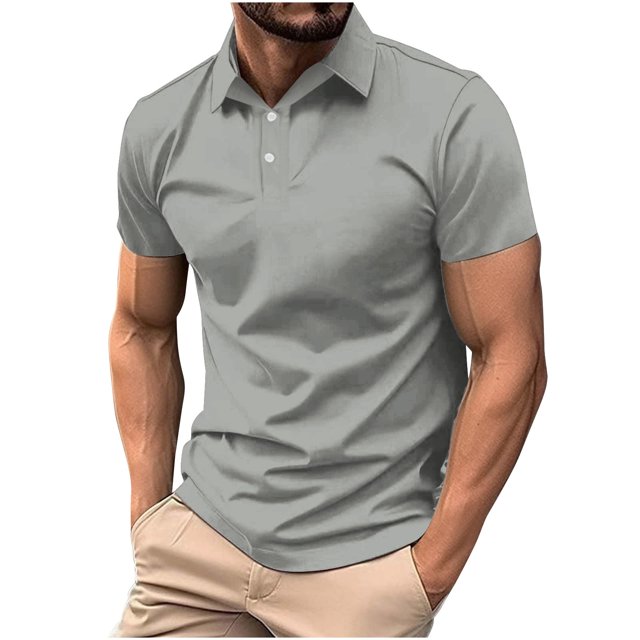 cfhntfmh Golf Shirts for Men Summer Short Sleeve Button up Tennis Shirts Plus Sizecollared Athletic Tees
