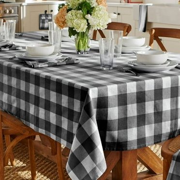 Elrene Home Fashions Nappe à Carreaux Style Ferme, 52 Pouces x 70 Pouces, Noir/blanc